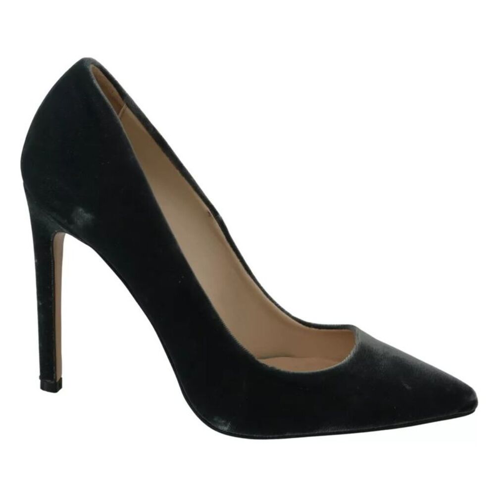 Ovyé Gray Velvet Dress Stiletto Pumps Women's Shoes